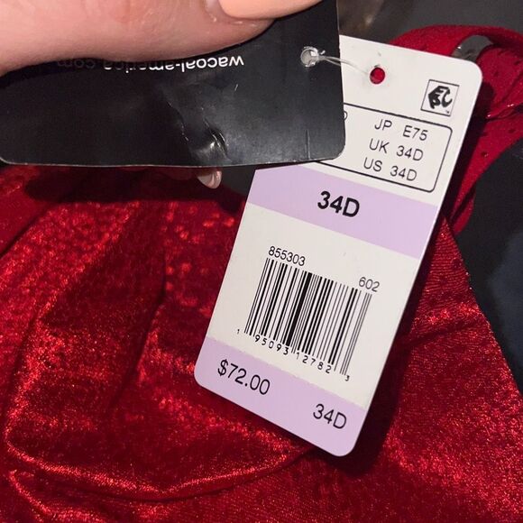 Wacoal NWT Back Appeal Underwire Bra brilliant red full coverage Bra 34D - Picture 7 of 7